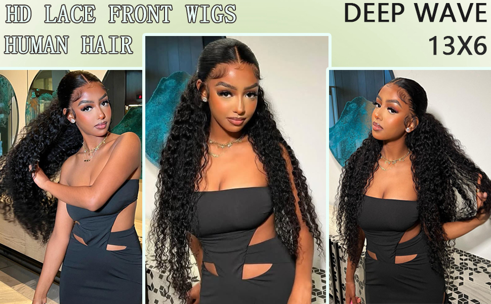deep wave lace front wigs human hair
