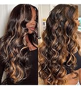 Highlight Ombre Lace Front Wigs Human Hair Body Wave Ombre 13x6 HD Lace Front Human Hair Wigs for...