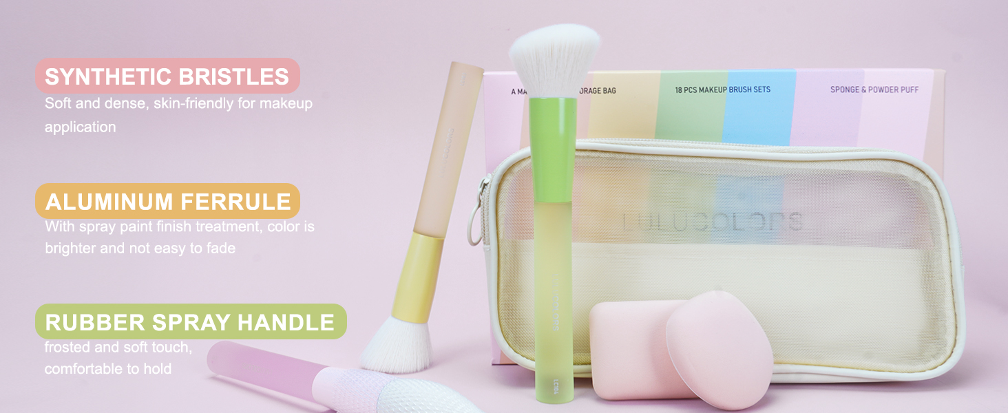 LULUCOLORS makeup brushes set