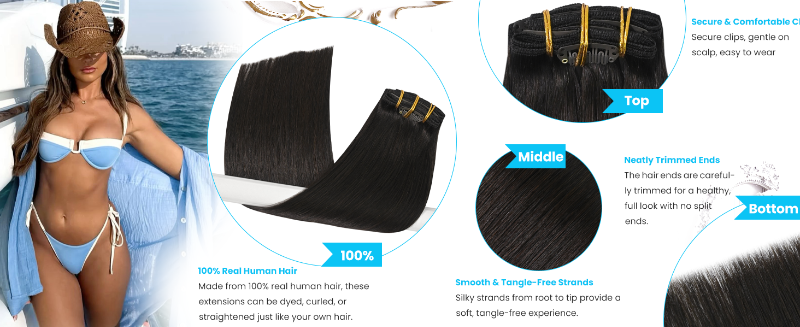 dark brown clip in hair extensions