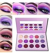 Purple Eyeshadow Palette Makeup Matte and Glitter,Afflano Professional Highly Pigmented 15 Color ...