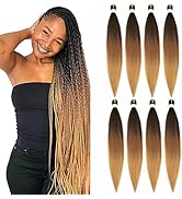 Pre Stretched Braiding Hair Ombre 36 Inch Long Brown Braiding Hair 8 Packs Easy Braids Hair Yaki ...