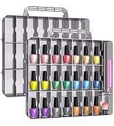 Beloving 2pcs Nail Polish Organizer, Portable 48 Bottles Clear Nail Polish Holder with Adjustable...