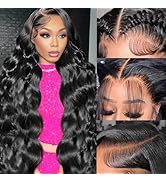 Smabuity 13x6 Body Wave Lace Front Wigs Human Hair Pre Plucked HD Transparent Lace Frontal Wigs H...