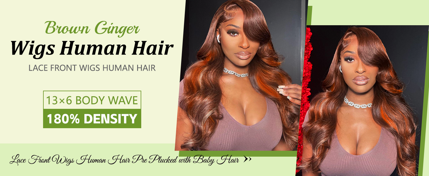 brown ginger wigs human hair