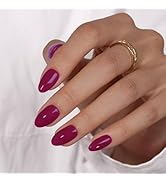 KQueenest Dark Purple Press On Nails Short Oval - Acrylic Press On Nails with Glue, Almond Short ...