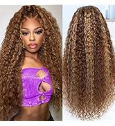 13x6 Highlight Ombre Lace Front Wigs Human Hair P4/27 Honey Blonde Lace Frontal Wigs Human Hair 1...