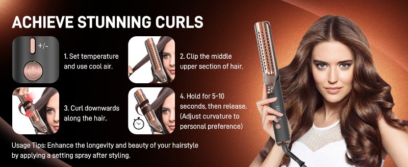 Upgraded 360° Airflow Styler Curling Iron 1.5 Inch Titanium Ionic Curling Iron for Lasting Curls