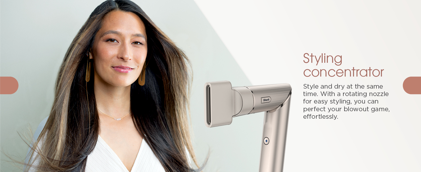 Styling concentrator Style and dry at the same time. With a rotating nozzle for easy styling blowout