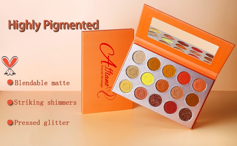 red yellow orange eye shadow palette