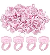Disposable Plastic Eyelash Flower Glue Ring Lash Extension Blossom Holder Cup (Pink)