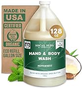SoCal Suds & Company 128oz Certified Organic Hand & Body Wash w/Shea Butter- Gentle Natural Body,...