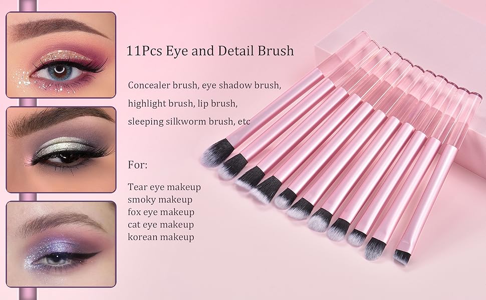 11Pcs Eye/Detail brush FOR eye shadow brush, concealer brush, highlight brush