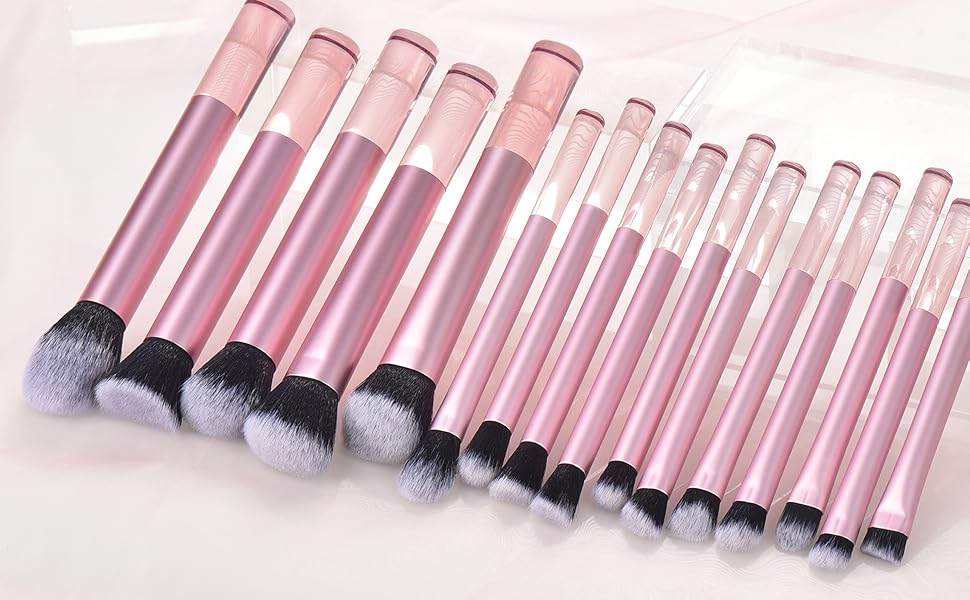 16pcs transparent makeup brush physical display