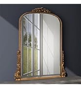 SHYFOY Antique Gold Wall Mirror Baroque Ornate Mirrors for Wall, Decorative Traditional Arch Mirr...