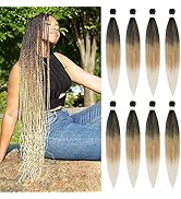 Pre Stretched Braiding Hair Ombre Brown Blonde 36 Inch 8 Packs Long Braids Itch Free Hot Water Se...