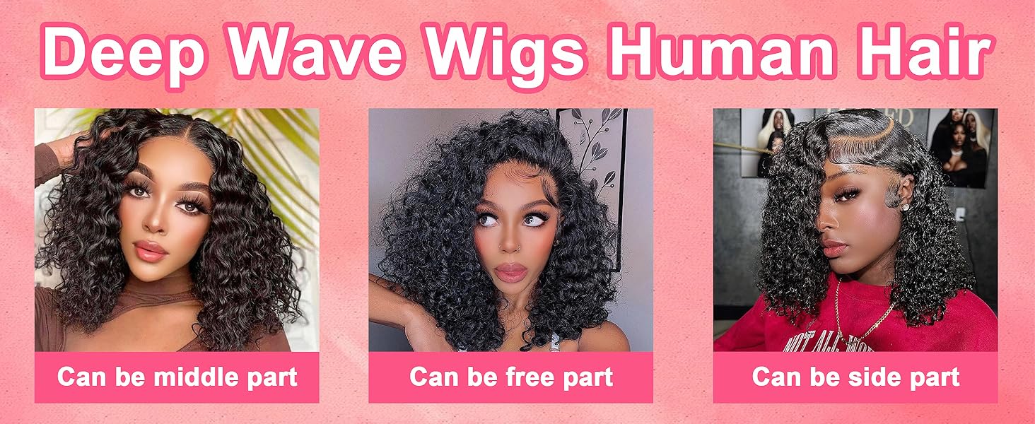 deep wave lace front wigs human hair