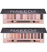 2 Pack 12 Colors Makeup Eyeshadow Palette,Nude Matte Smokey Shimmer Glitter Eye Shadow Palette,Bl...