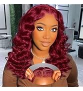 Ailwelia 99j Burgundy 5x5 Glueless Body Wave Bob Wig Human Hair 200% Density With Baby Hair 5x5 H...