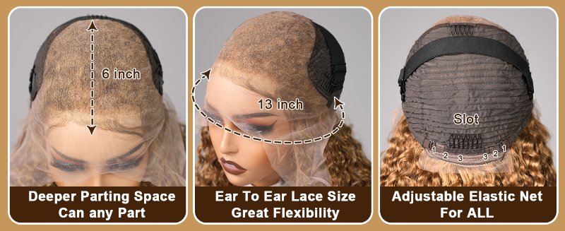 Honey Blond Deep wave Lace Front Human Hair Wig