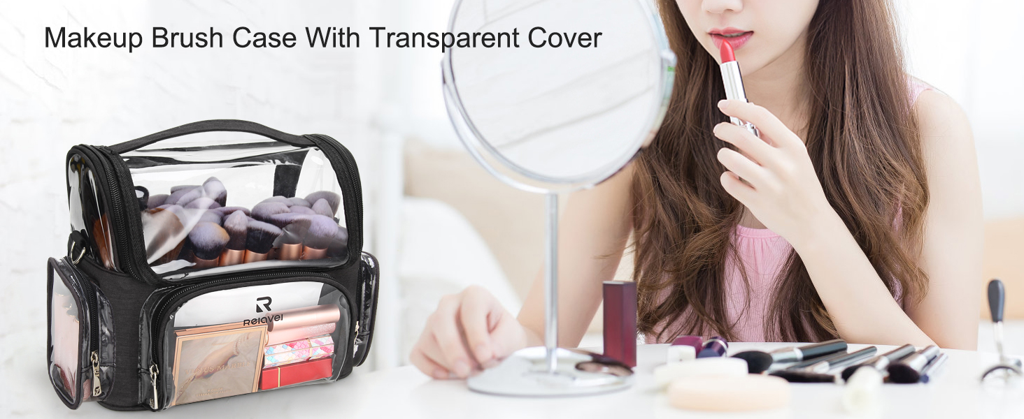 Makeup Brush Case With Transparent Cover