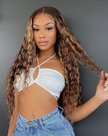 deep wave lace front wig human hair