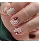 24 Pcs Spring Press on Nails Extra Short Square - LINMEIZAI White Short Fake Nails Press ons Nail...