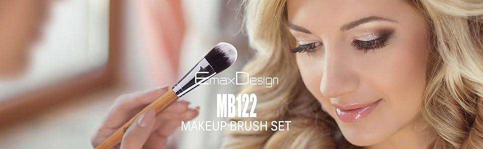EmaxDesign 12 Pieces Makeup Brush Set Bamboo handle cosmetic brushes