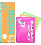 BeYOUtiful Face Mask Skincare Sheets Set of 3, Hydrating Spa Facial Masks, Preppy Skin Care for T...
