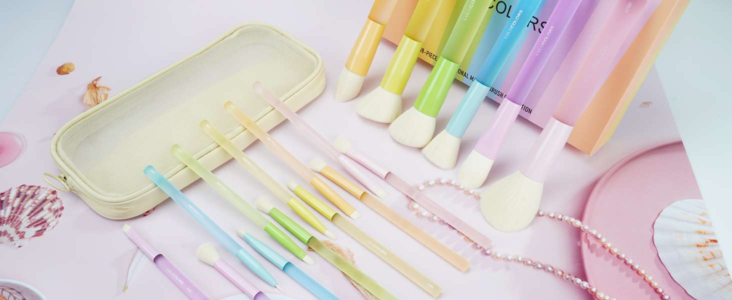 18 pcs rainbow makeup brushes
