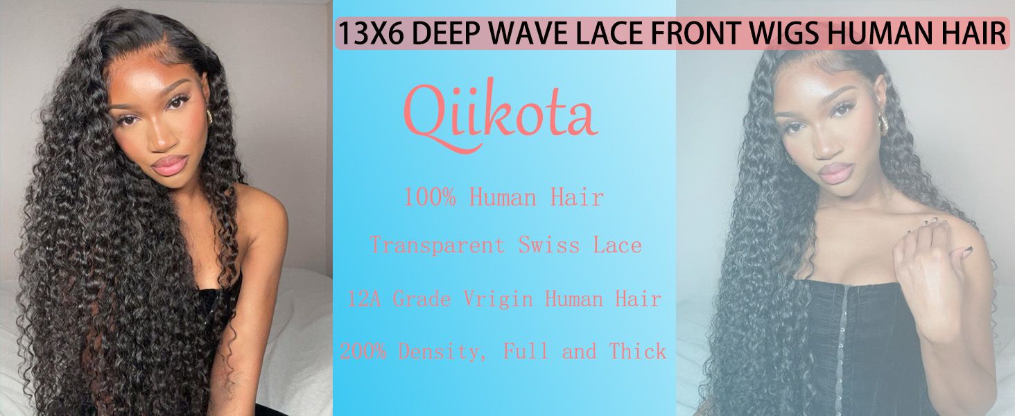 13x6 deep wave lace front wigs human hair