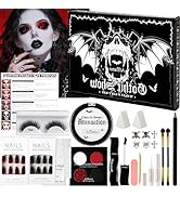 Afflano Goth Makeup Kit Halloween Costume, SFX Clown Goth White Foundation Face Paint, Lipstick B...