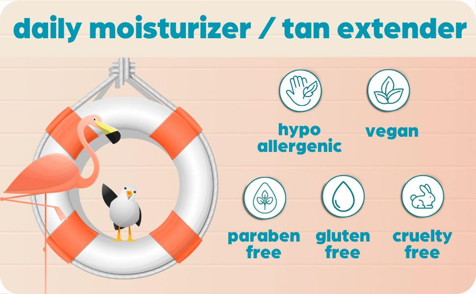 daily moisturizer tropical scent tan extender vegan hypoallergenic paraben gluten cruelty free