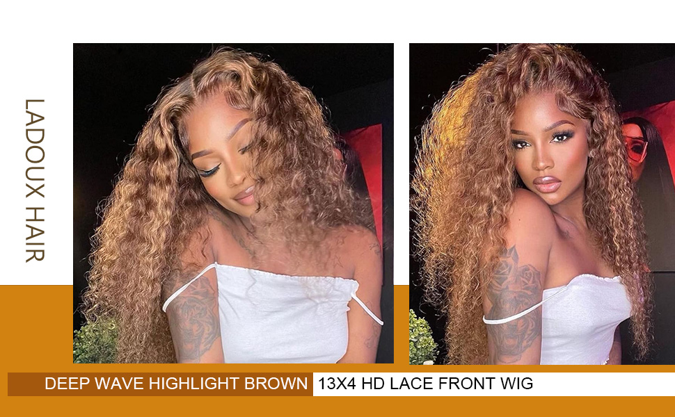 13x4 human hair wig honey blond human hair wig ombre brown highlight