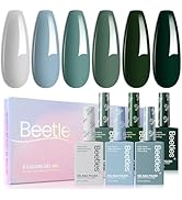 Beetles Fall Gel Nail Polish Set, 6 Colors 15ML Green Gel Nail Polish Kit Winter Nails Misty Gray...
