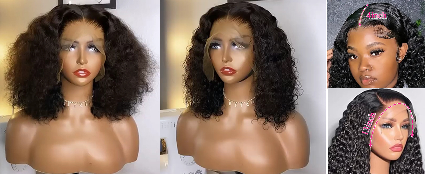 13x4 HD Deep wave curly frontal wigs