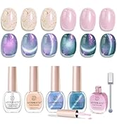 AZUREBEAUTY Cat Eye Nail Polish Set Quick Dry Long Lasting 4 Colors Magnetic Shimmer Chrome Glitt...