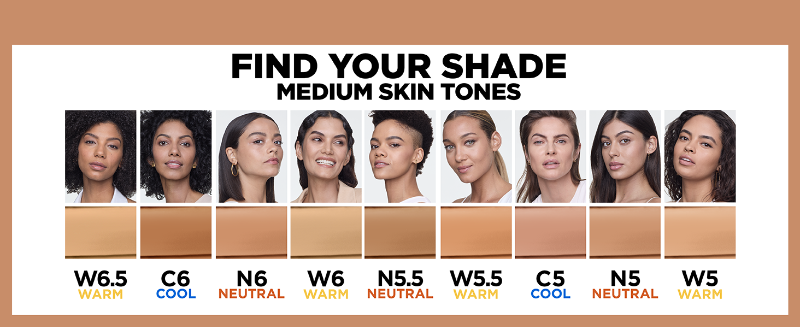 find your shade, medium skin tones