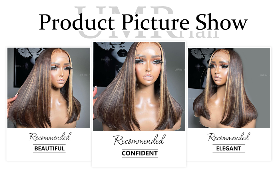 brown highlight blonde blunt cut bob wig