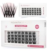 Renata Beauty Define&Lift Cluster Lashes - 32 pcs Multipack, Mixed Lengths (10mm, 12mm, 14mm), C ...