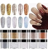 SUTOKAKA 10 Jars Shimmer Shining Nail Glitter for Autumn Winter Ultra-Fine Sugar Coating Effect S...