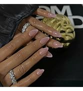 30Pcs Pink French Tip Press on Nails Short Almond Nails Press ons, Short Fake Nails Almond Shaped...