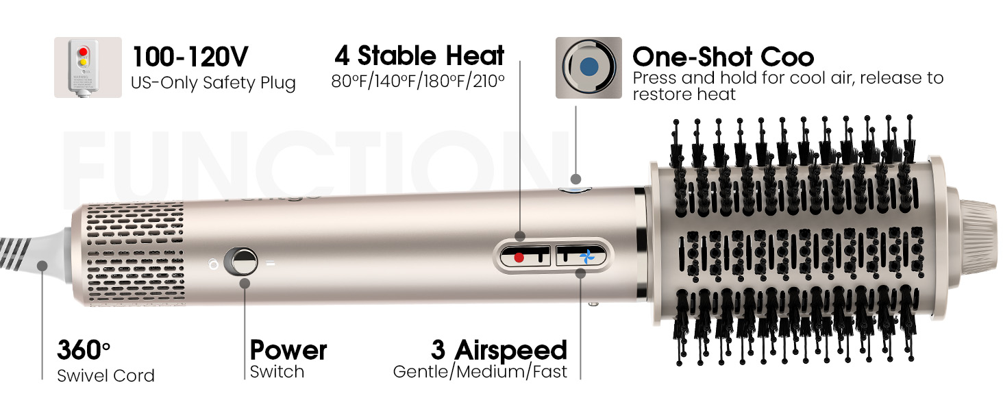 FENTGO hair dryer brush blow dryer brush Hot Air Brush in One for all hair types