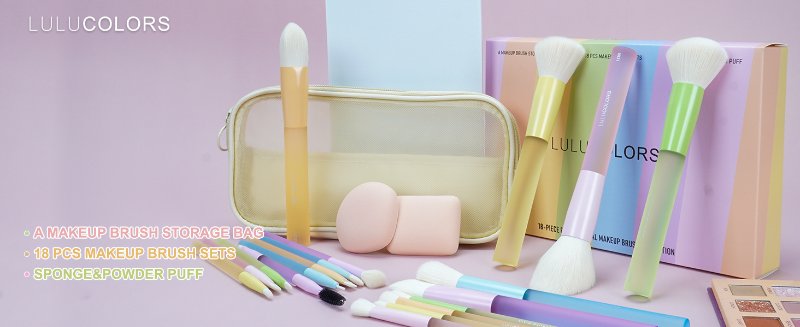 LULUCOLORS Multi-pop color 18 pcs Makeup Brushes Set