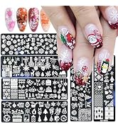 6 Sheets Christmas Nail Stamping Plates Winter Snowflake Snowman Nail Stamper Template Kit Xmas L...