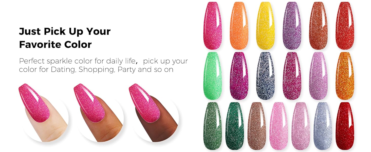 BURANO Reflective Glitter Gel Polish-66 Amazing Colors