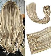 Clip in Hair Extensions Real Human Hair 70G Light Ash Blonde/Bleach Blonde 100% Remy Human Hair S...