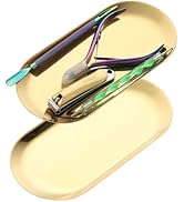 SUTOKAKA 2 Pack Stainless Steel Gold Decorative Tray, Small Oval Perfume Jewelry Trinket Dish, Ca...