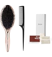 RHOS Boar Bristle Brush, Detangling Hair Brush for Long, Curly, Thick Hair, Soft Natural Bristle ...