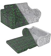 MOMCAYWEX Kids Extra Wide Glow in The Dark Chairs for Toddler, 2-in-1 Toddler Soft Sherpa Couch F...